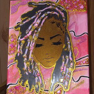 Cotton Kandy Princess Loc'd Hair Woman 3D Abstract Wall Art